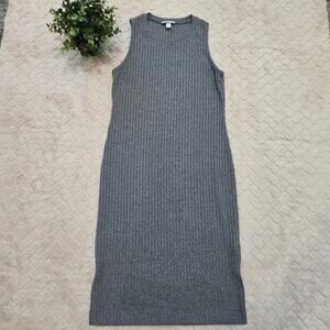 Gray Sleeveless Ribbed Dress